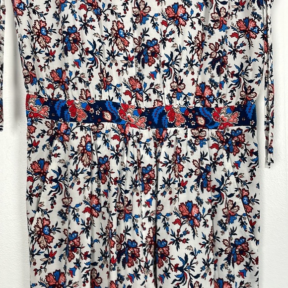 Loft Beach short cap drawstring sleeve V neck elastic waist floral jumpsuit XXS - Picture 4 of 11